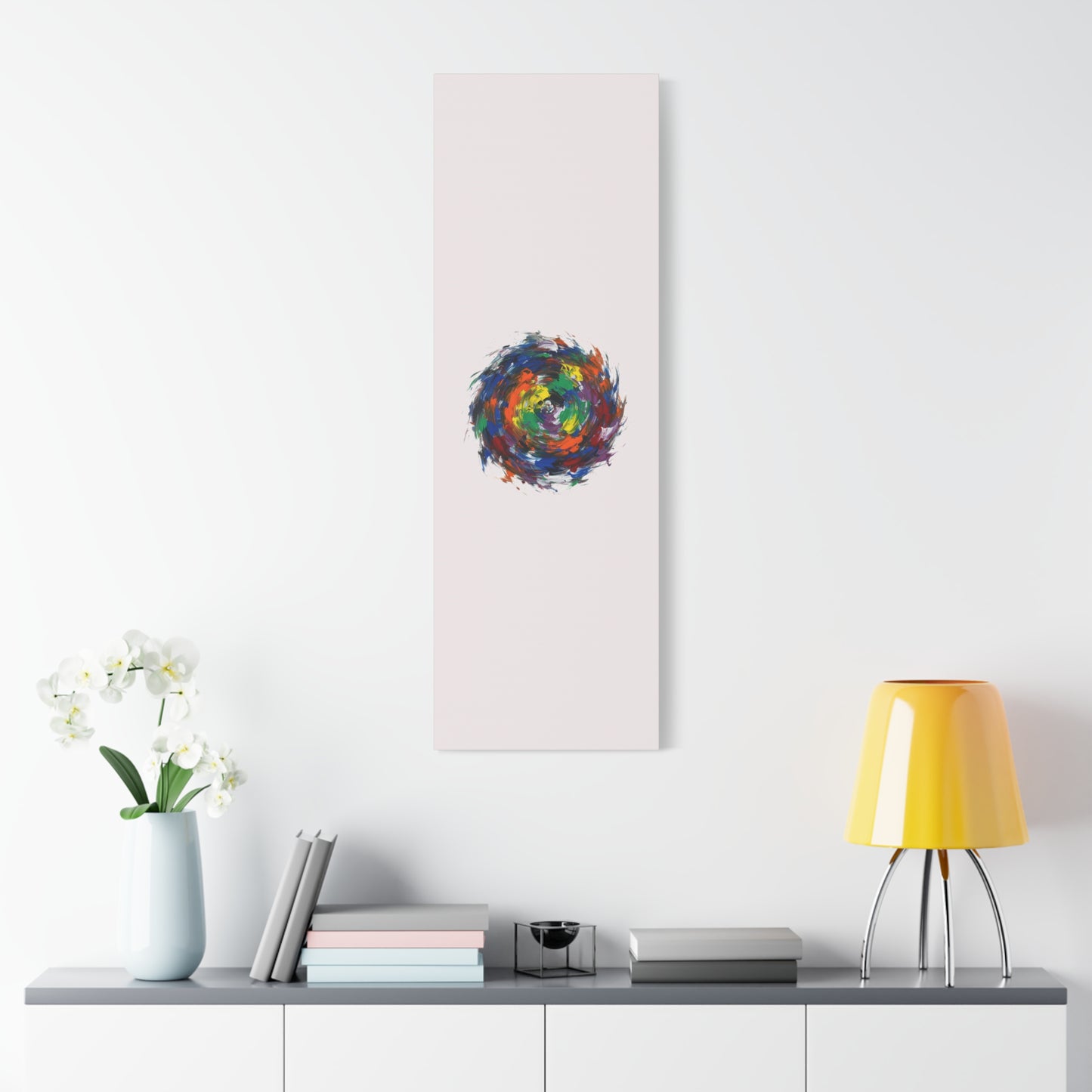 Abstract Color Swirl Canvas - Vibrant Circular Brushstroke Wall Art (Matte Stretched)