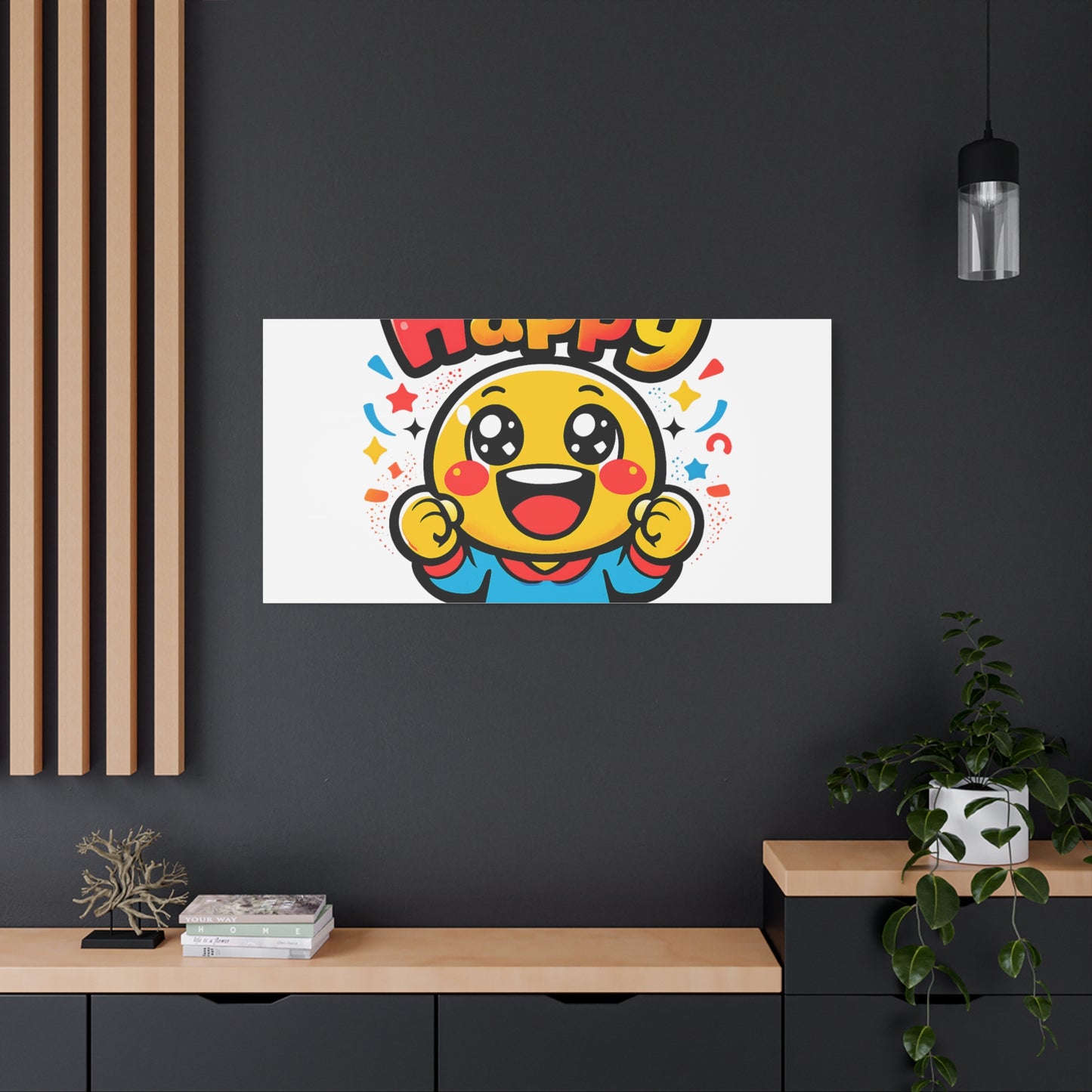 Happy Emoji Cartoon Canvas | Bold Cartoon, Thick Outline, Kawaii Minimal