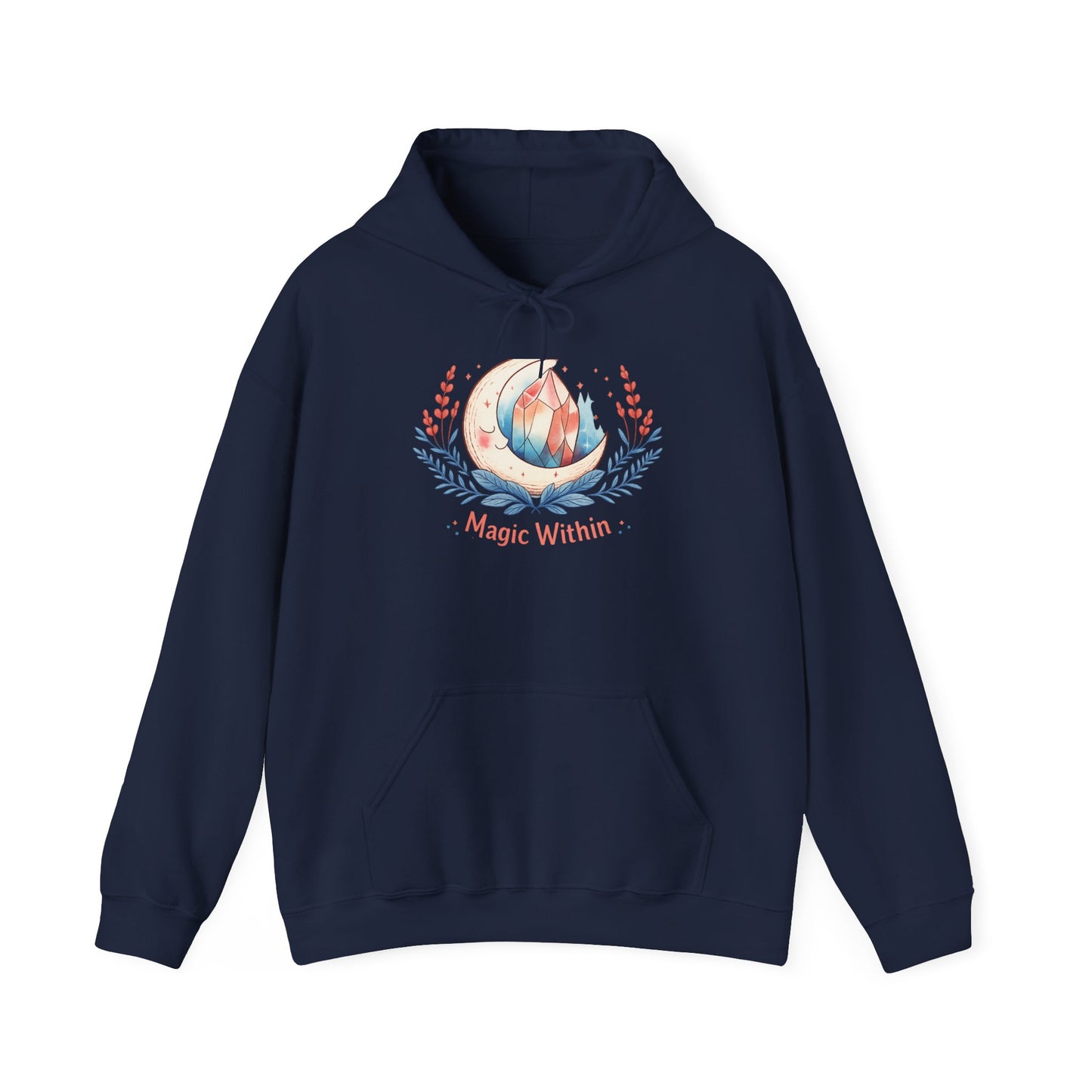 Moon Phase Crystal Crest Hoodie | witchcore, mystic