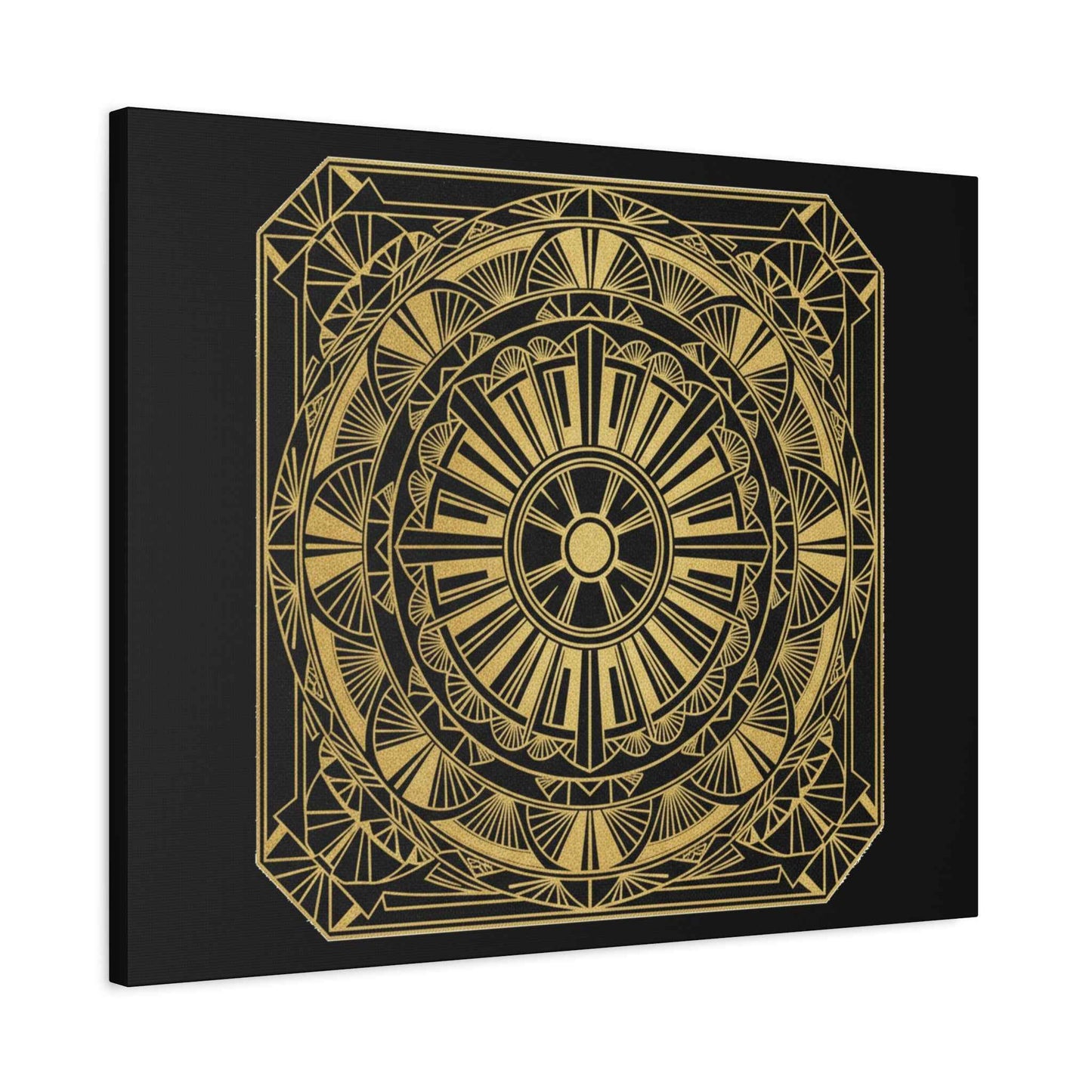 Gold Mandala Canvas Wall Art — Geometric Boho Matte Stretched Canvas