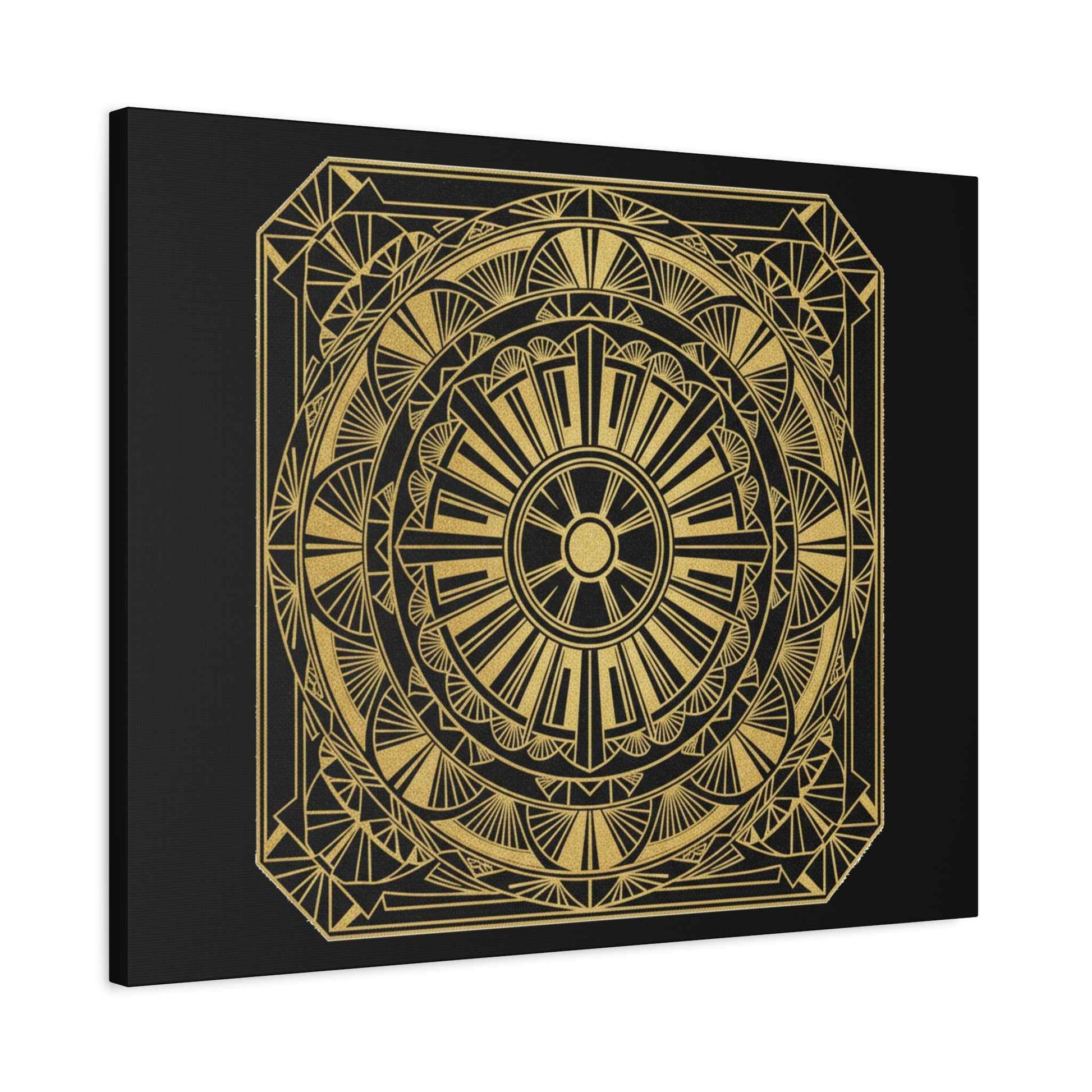 Gold Mandala Canvas Wall Art — Geometric Boho Matte Stretched Canvas