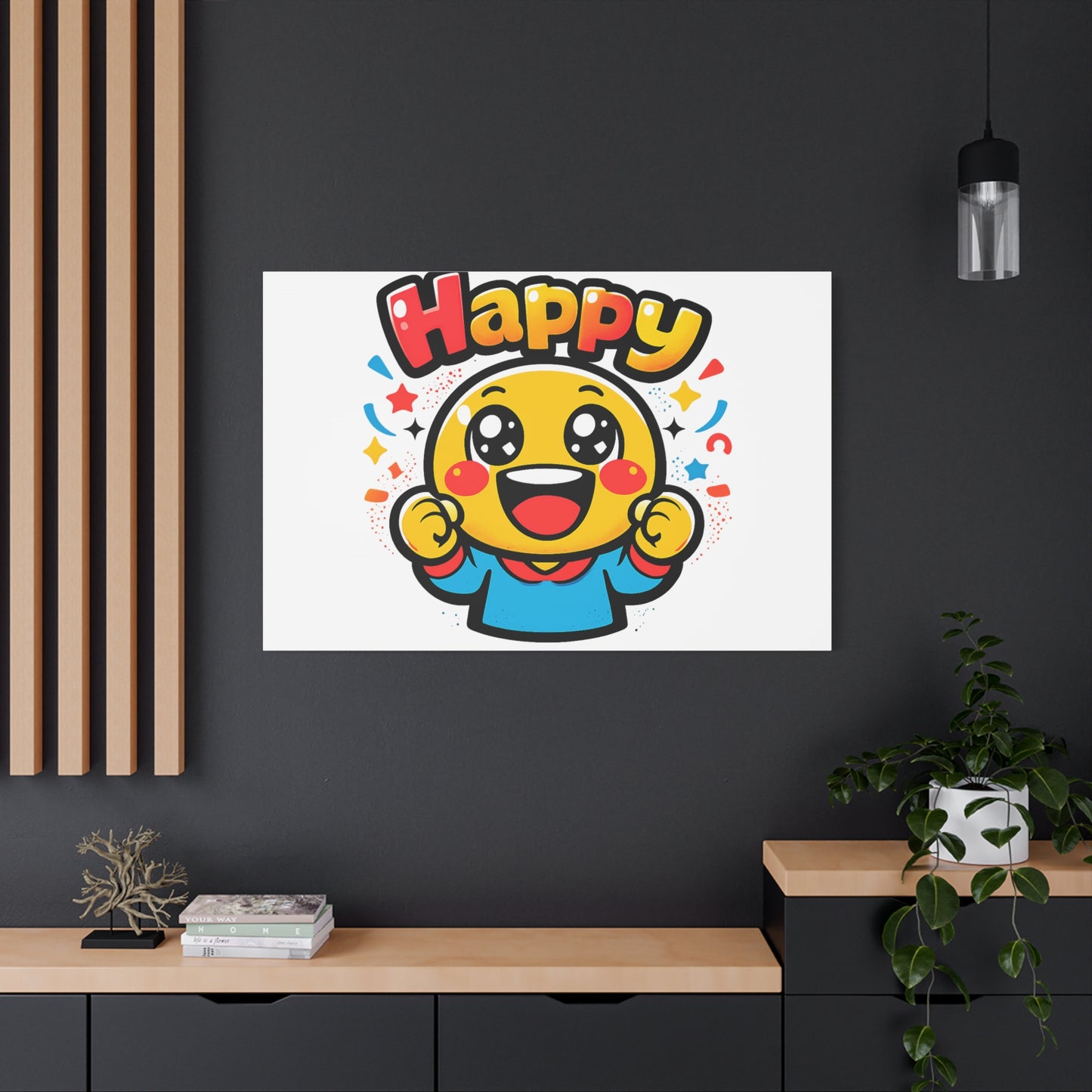 Happy Emoji Cartoon Canvas | Bold Cartoon, Thick Outline, Kawaii Minimal