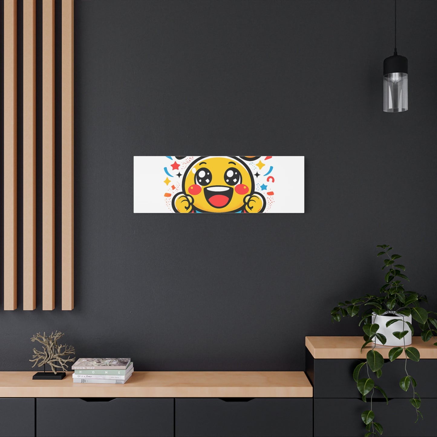 Happy Emoji Cartoon Canvas | Bold Cartoon, Thick Outline, Kawaii Minimal