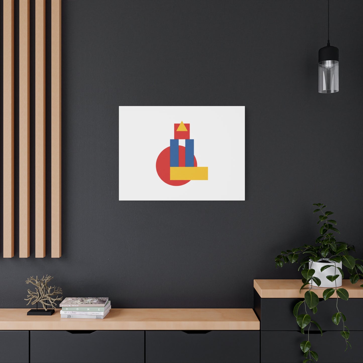 Abstract Geometric Shape Canvas Print — Minimalist Primary Color Wall Art