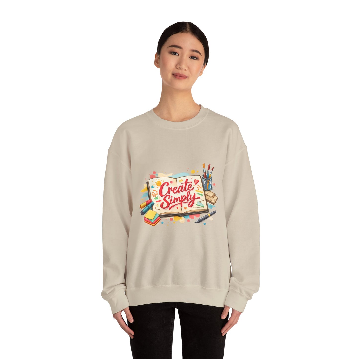 Create Simply marker‑style sweatshirt | hand‑drawn doodle art, sketchbook aesthetic