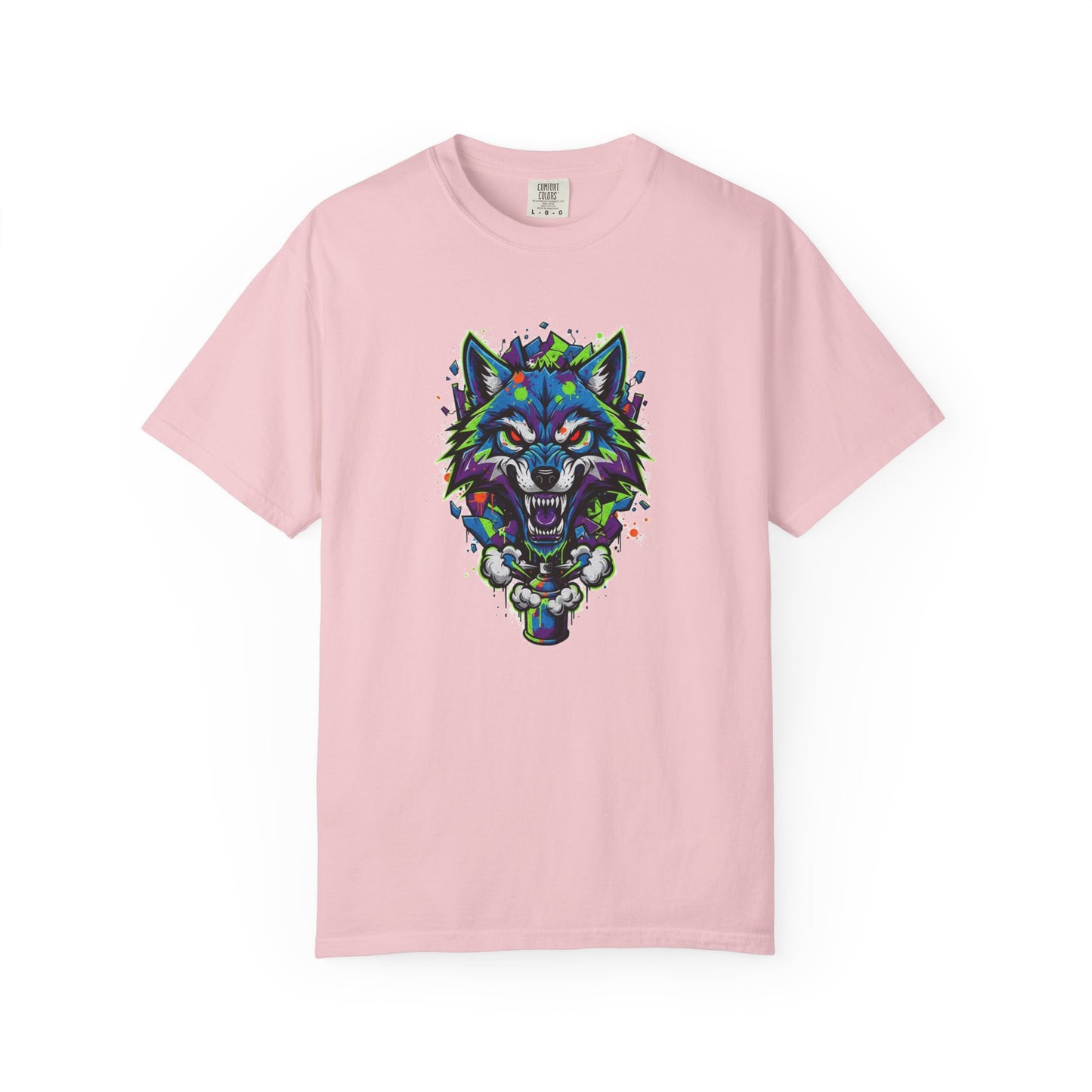 Colorful Geometric Wolf T-Shirt — Vibrant Tribal Wolf Graphic Tee