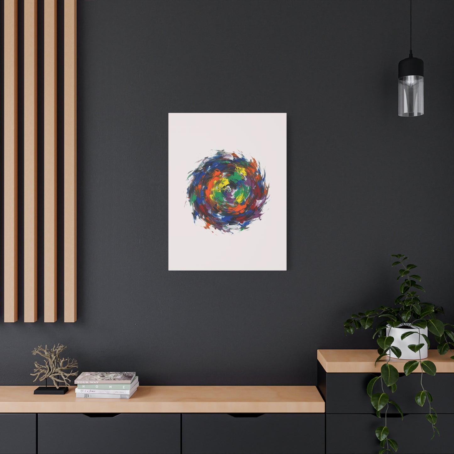 Abstract Color Swirl Canvas - Vibrant Circular Brushstroke Wall Art (Matte Stretched)