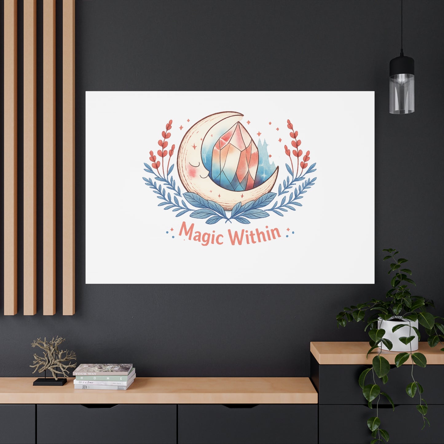 Magic Within Moon Crystal Canvas | witchcore, moon phase, crystals