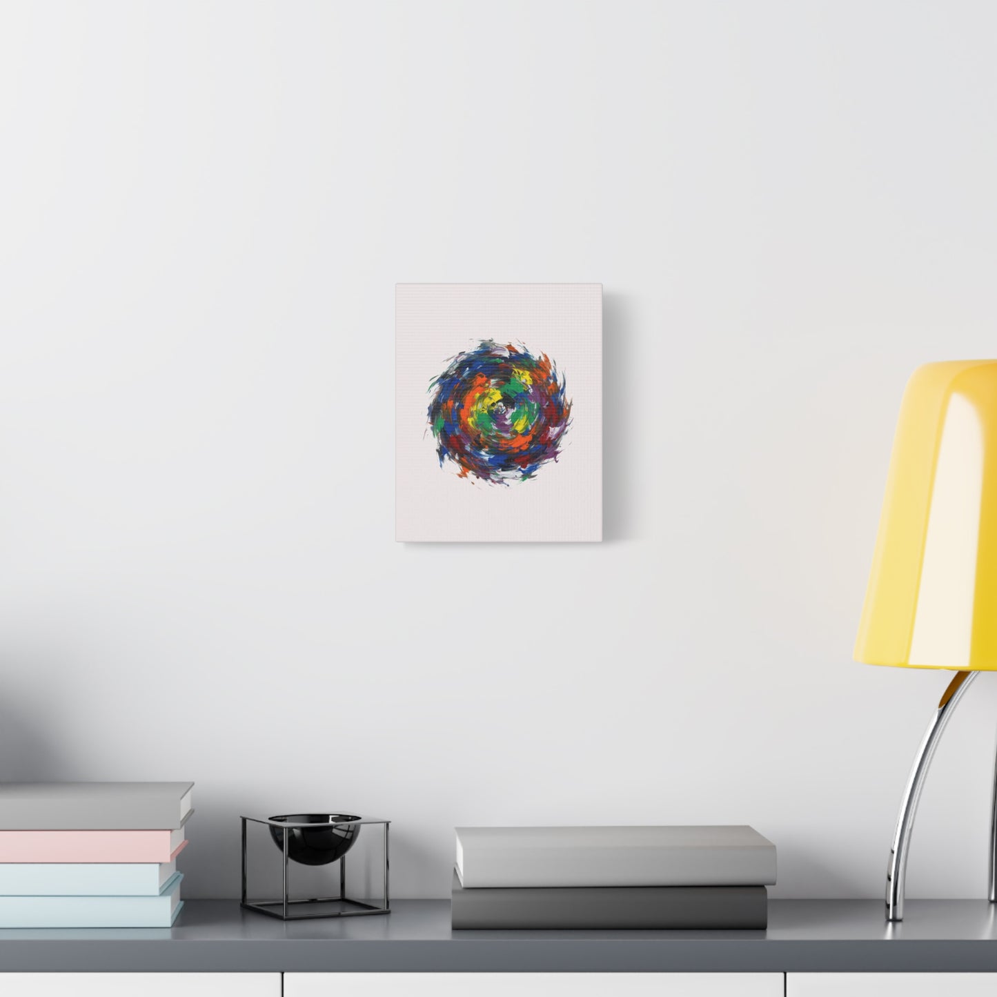 Abstract Color Swirl Canvas - Vibrant Circular Brushstroke Wall Art (Matte Stretched)