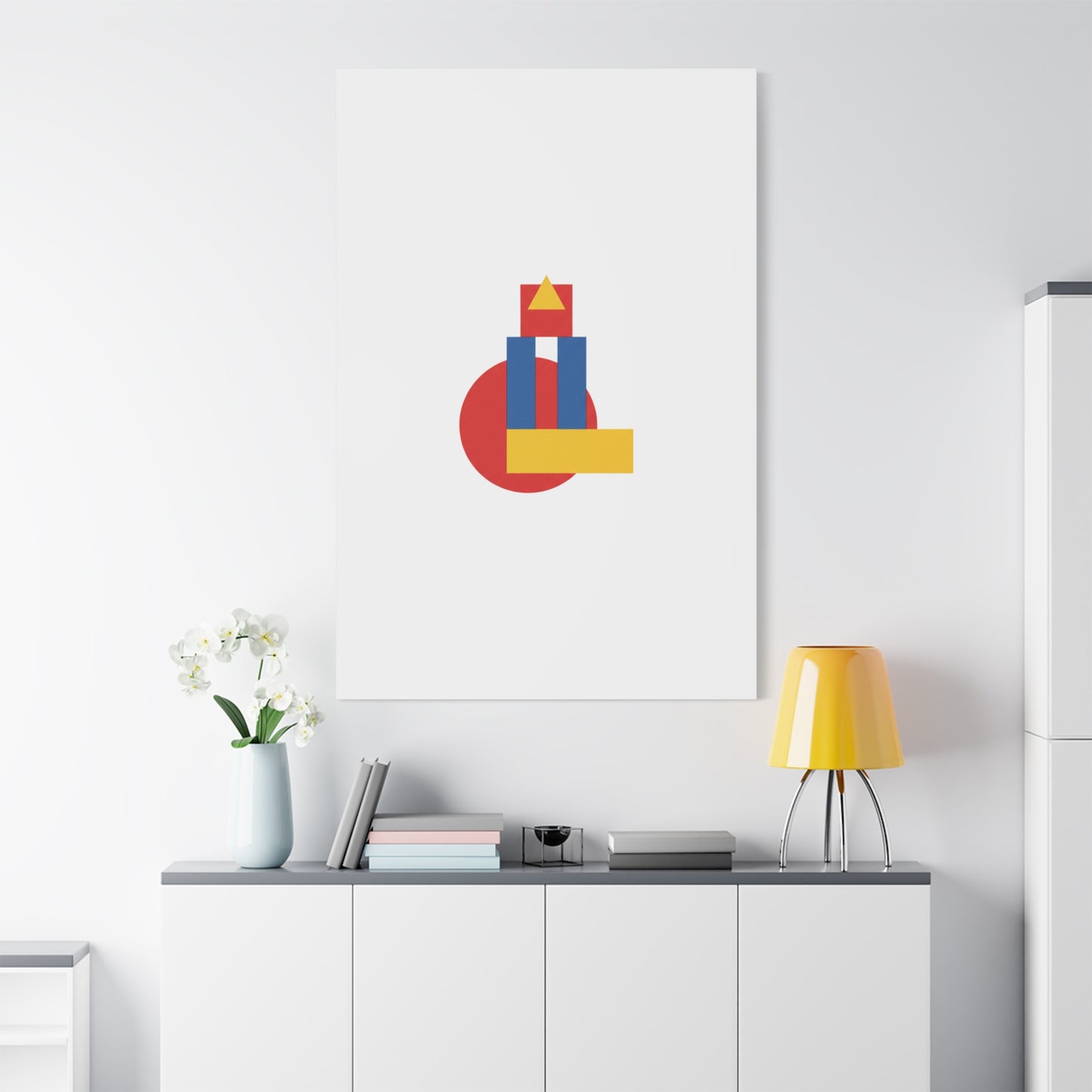 Abstract Geometric Shape Canvas Print — Minimalist Primary Color Wall Art