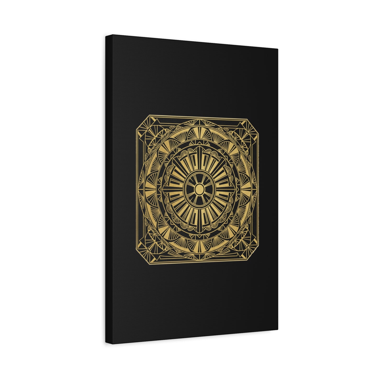 Gold Mandala Canvas Wall Art — Geometric Boho Matte Stretched Canvas