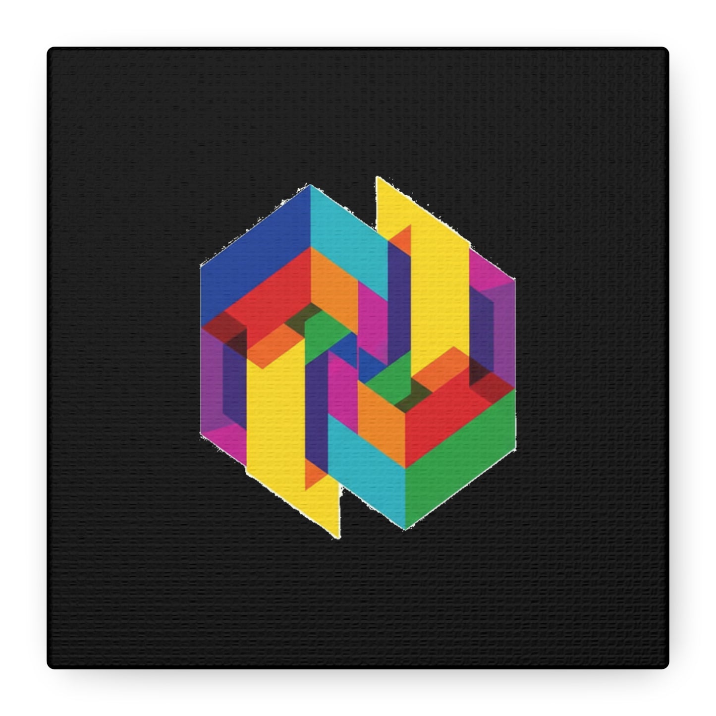 Colorful Geometric Cube Canvas Print — Modern Abstract Wall Art