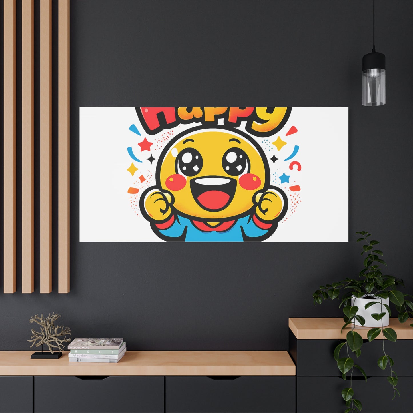 Happy Emoji Cartoon Canvas | Bold Cartoon, Thick Outline, Kawaii Minimal