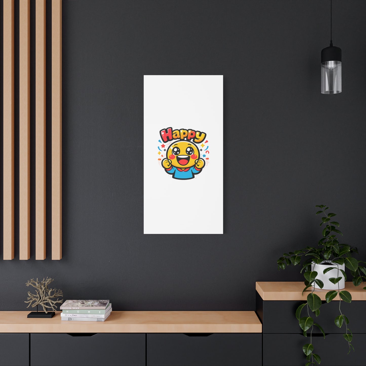 Happy Emoji Cartoon Canvas | Bold Cartoon, Thick Outline, Kawaii Minimal
