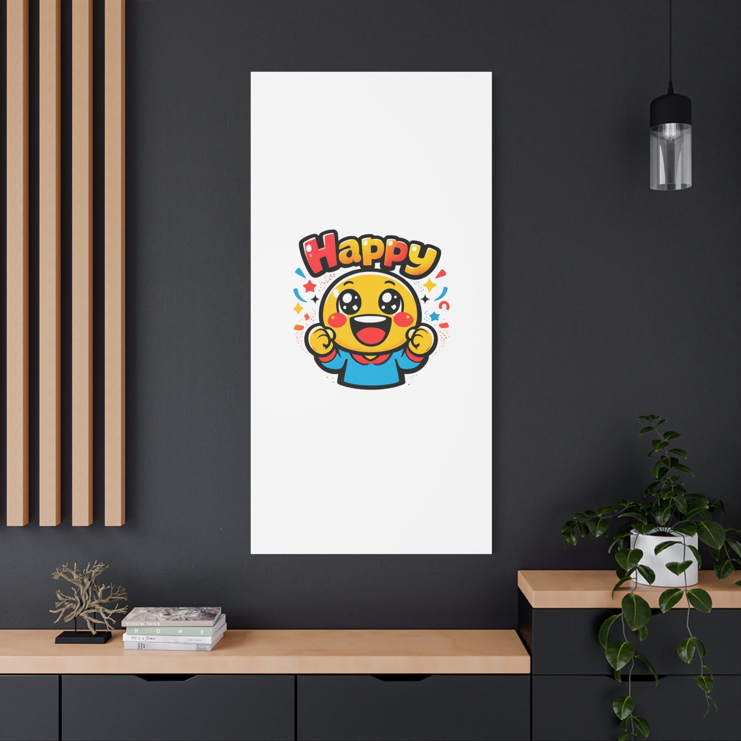 Happy Emoji Cartoon Canvas | Bold Cartoon, Thick Outline, Kawaii Minimal