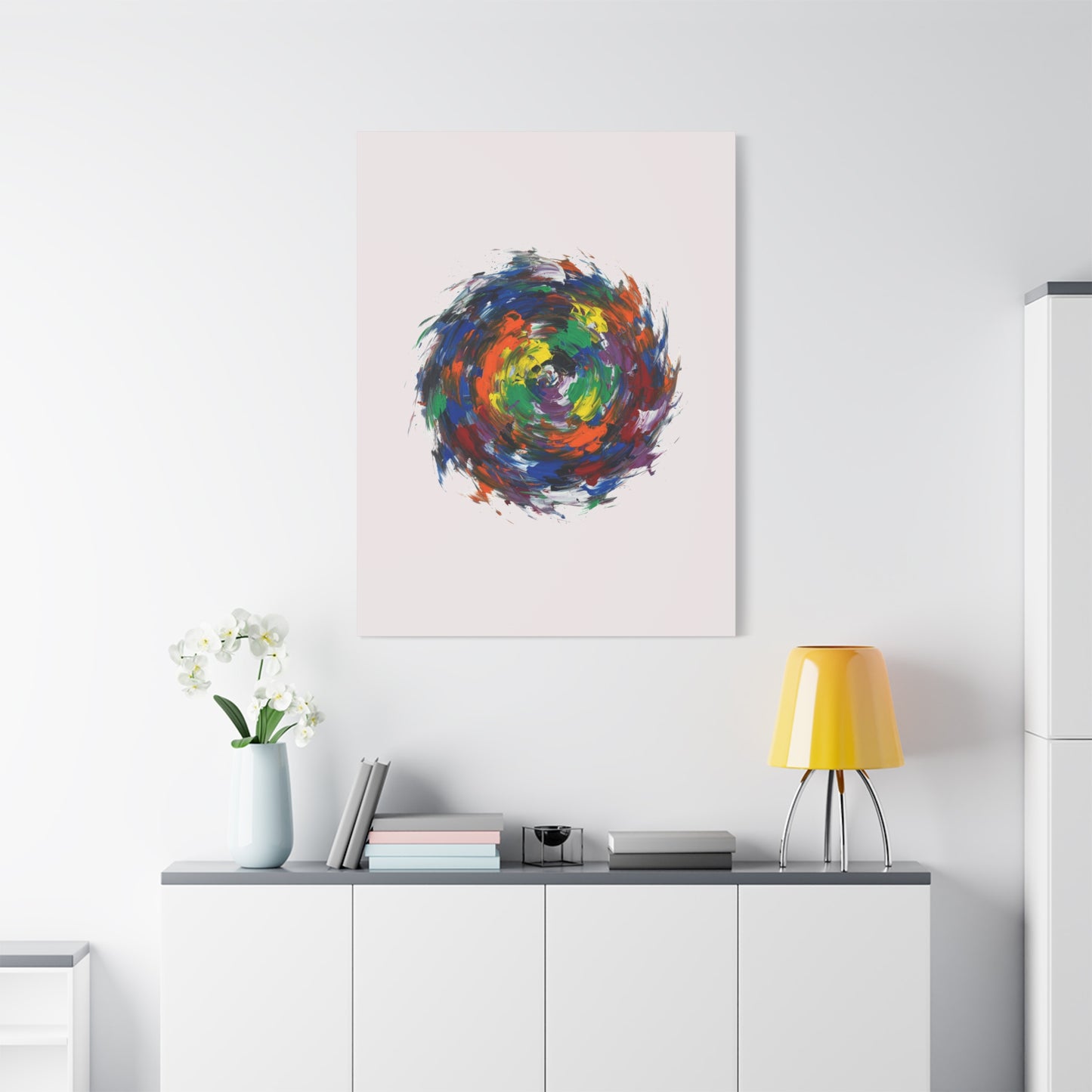 Abstract Color Swirl Canvas - Vibrant Circular Brushstroke Wall Art (Matte Stretched)