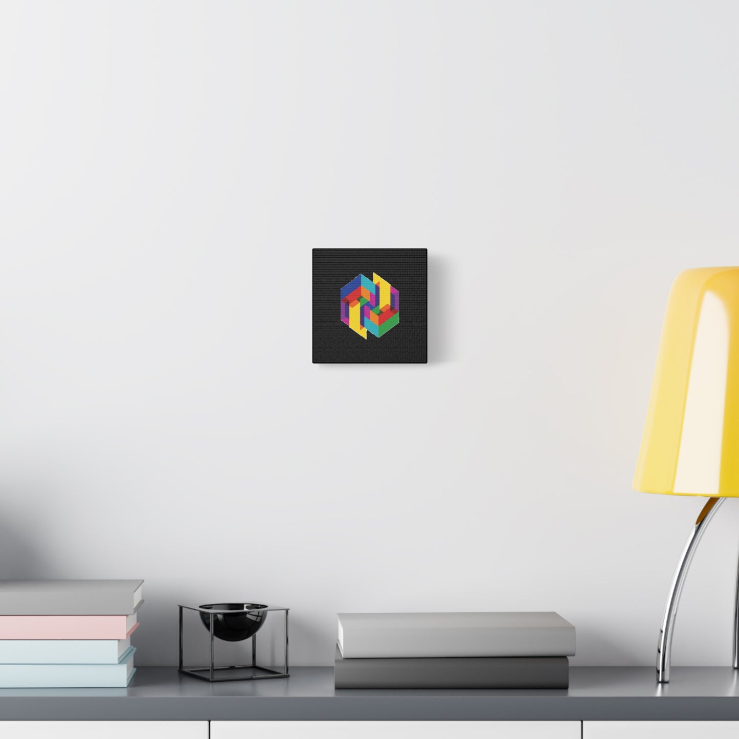 Colorful Geometric Cube Canvas Print — Modern Abstract Wall Art