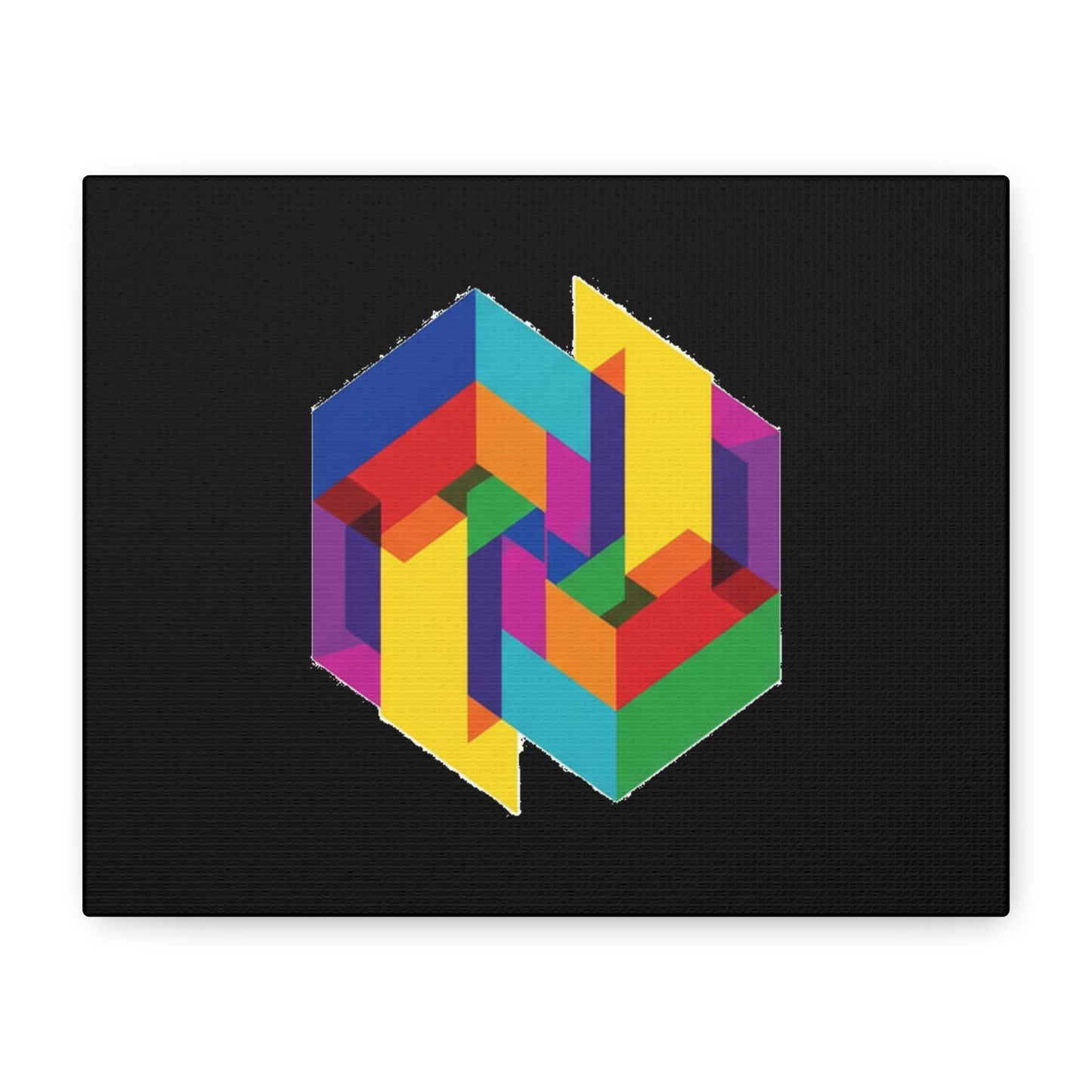 Colorful Geometric Cube Canvas Print — Modern Abstract Wall Art