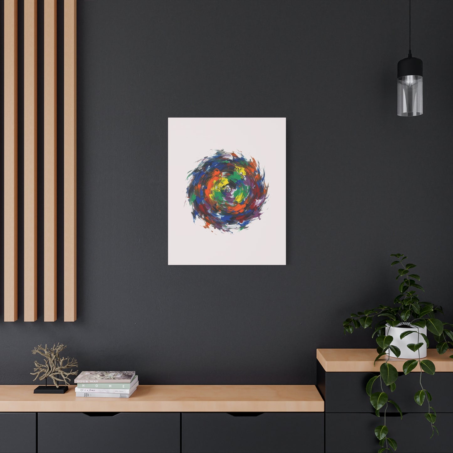 Abstract Color Swirl Canvas - Vibrant Circular Brushstroke Wall Art (Matte Stretched)