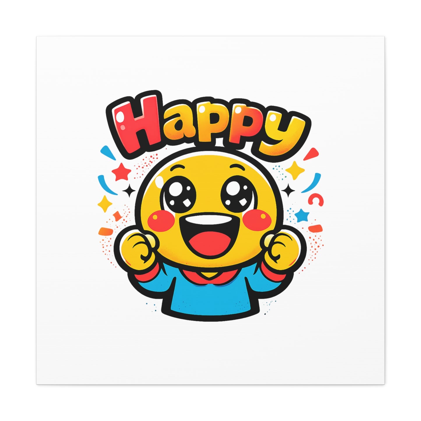 Happy Emoji Cartoon Canvas | Bold Cartoon, Thick Outline, Kawaii Minimal