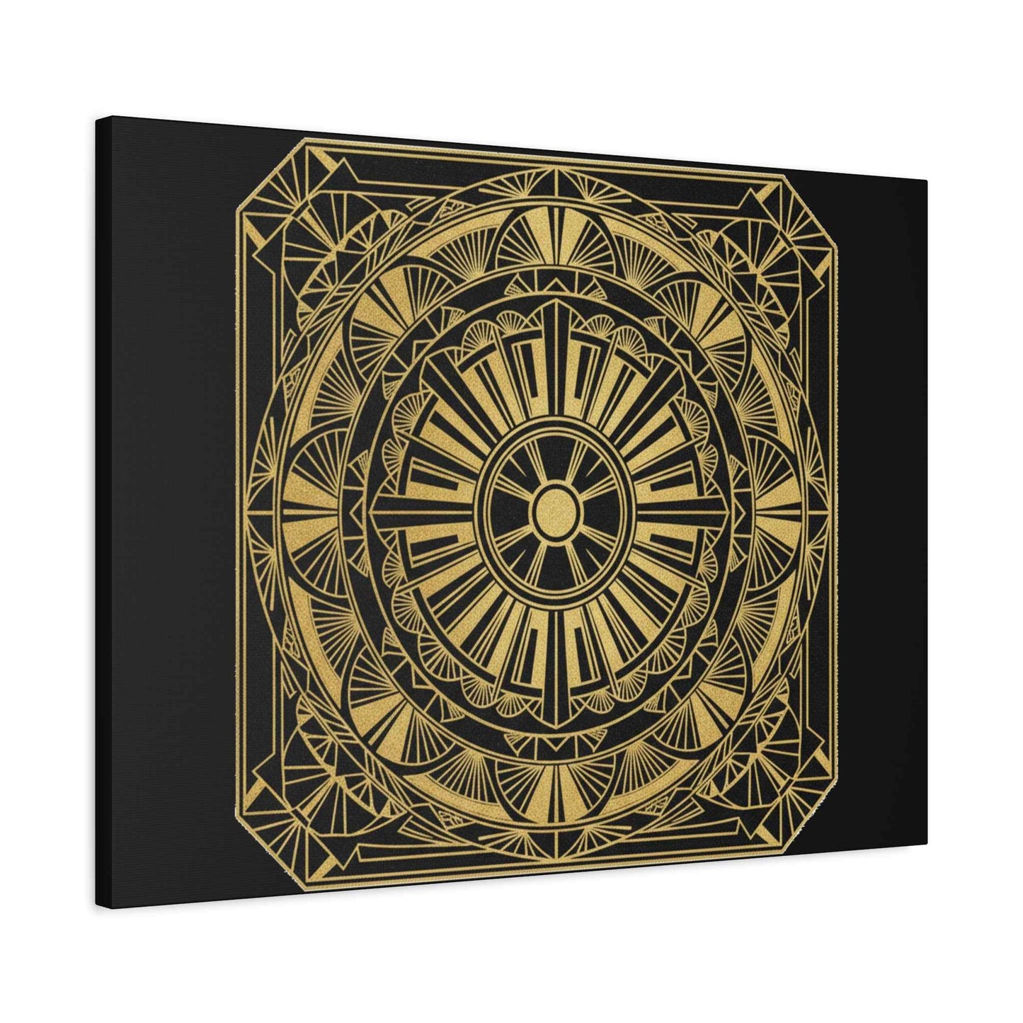 Gold Mandala Canvas Wall Art — Geometric Boho Matte Stretched Canvas
