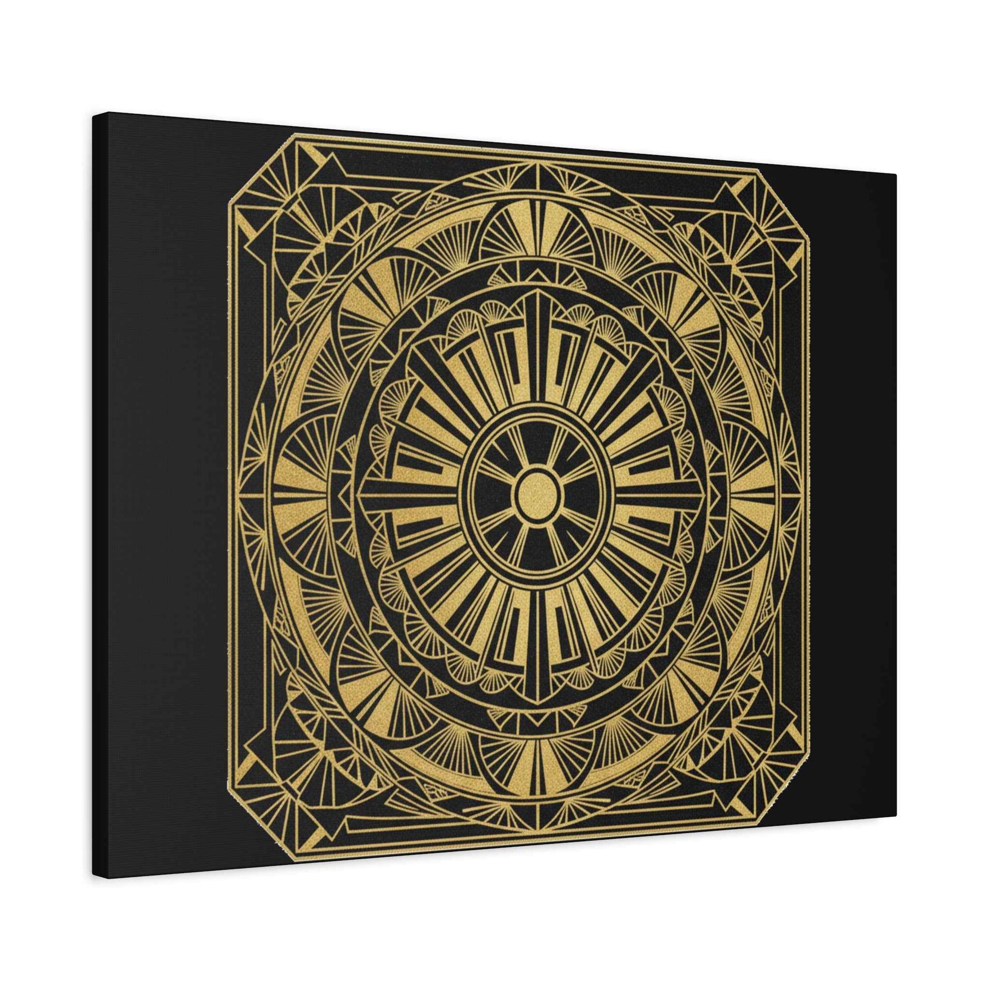 Gold Mandala Canvas Wall Art — Geometric Boho Matte Stretched Canvas