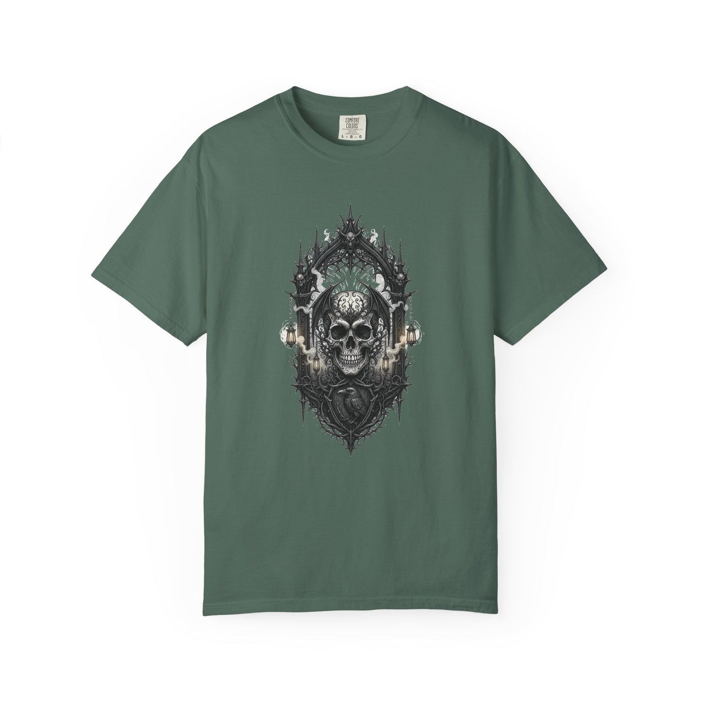Skull Cathedral T-Shirt — Gothic Skull & Candle Graphic Tee