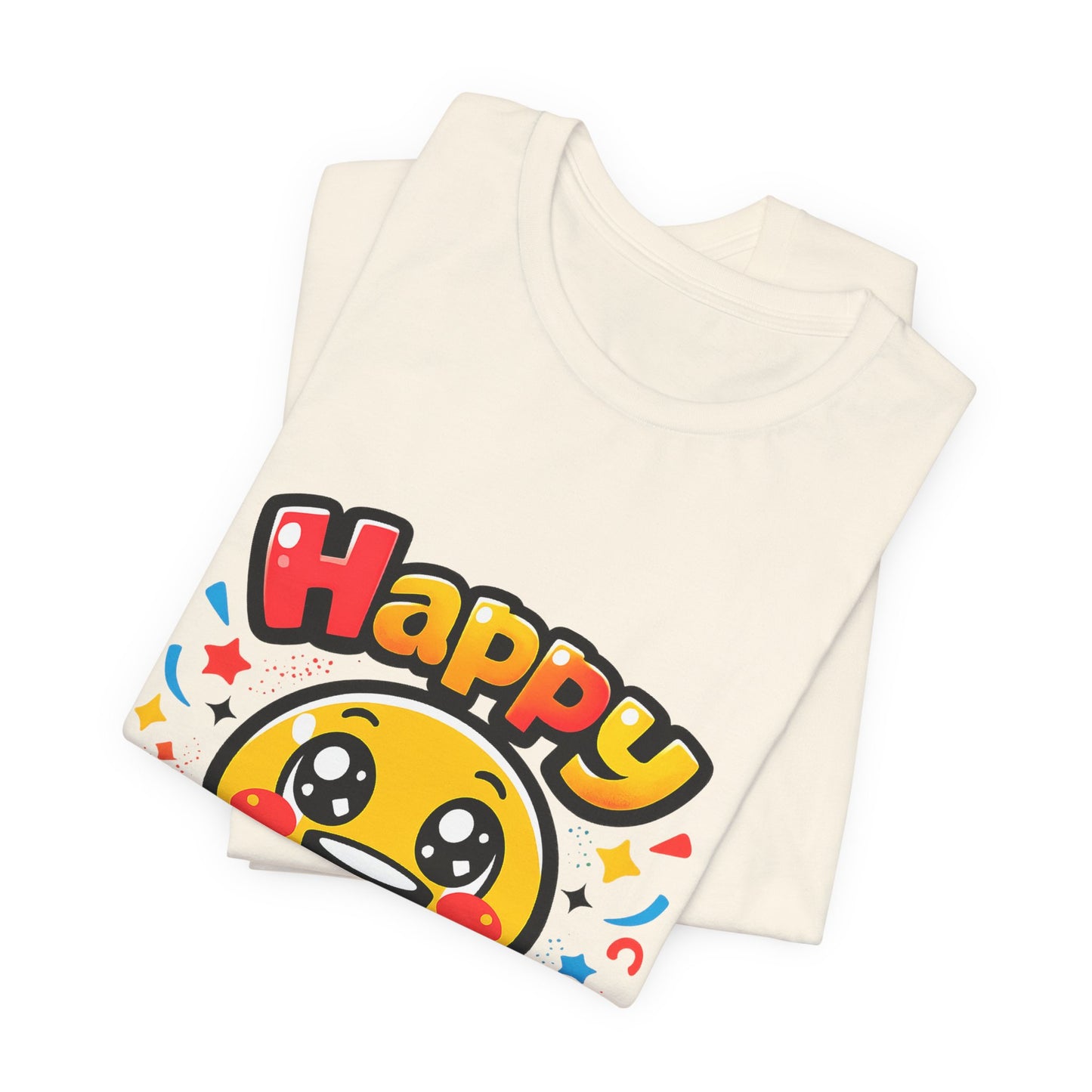 Happy Mood Face T-Shirt | kawaii minimal emoji cartoon, thick outline