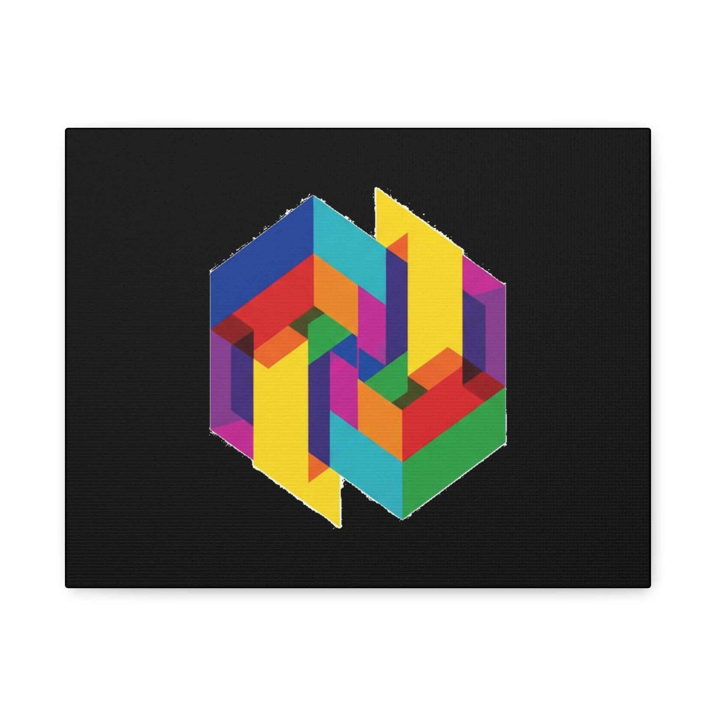Colorful Geometric Cube Canvas Print — Modern Abstract Wall Art