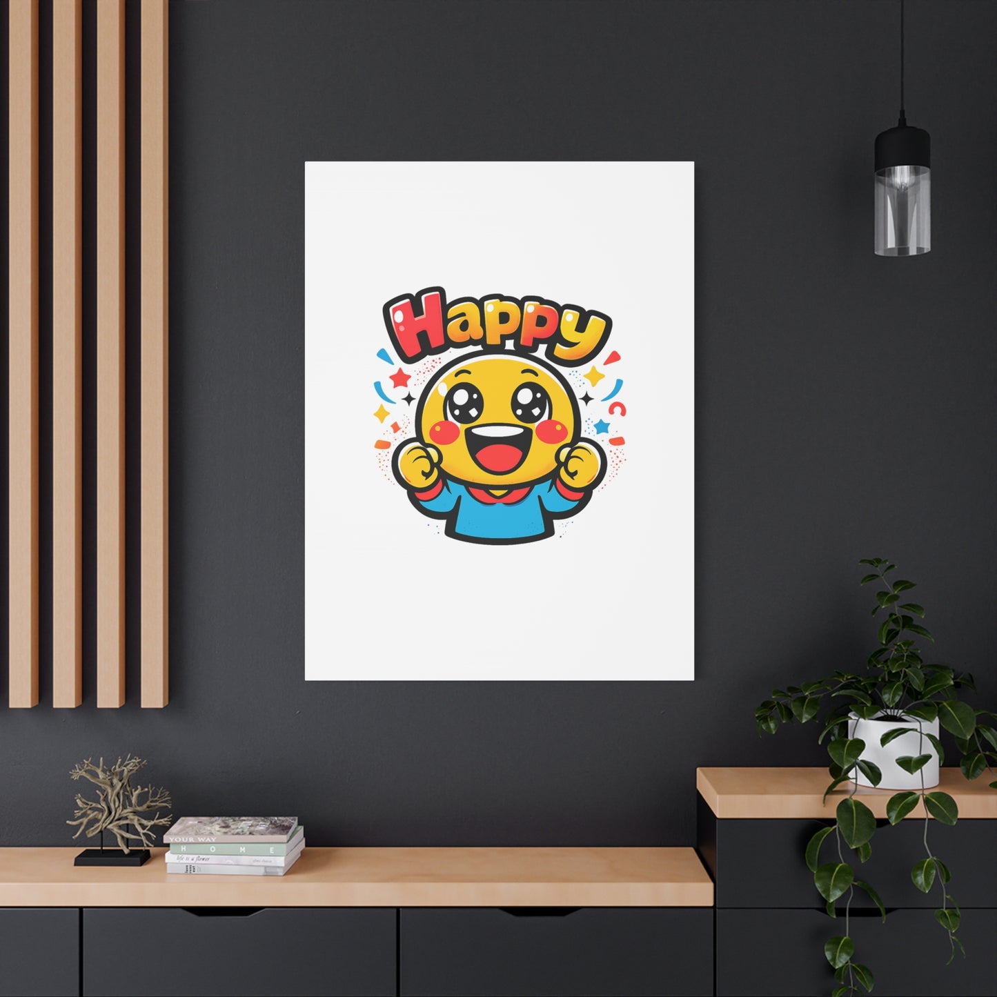 Happy Emoji Cartoon Canvas | Bold Cartoon, Thick Outline, Kawaii Minimal