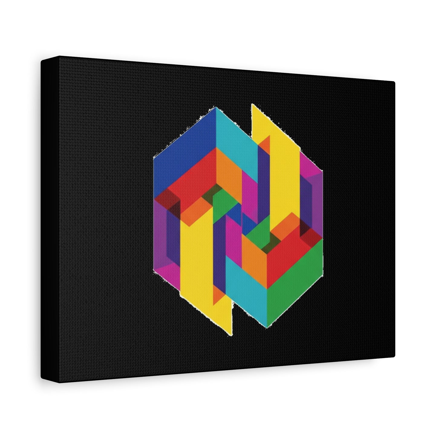 Colorful Geometric Cube Canvas Print — Modern Abstract Wall Art