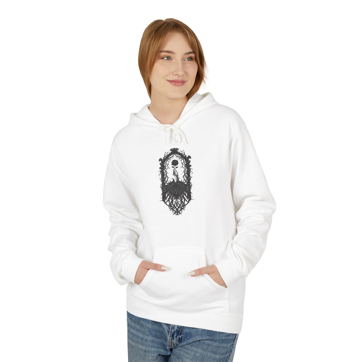 Wolf Crest Hoodie — Monochrome Forest Wolf Emblem