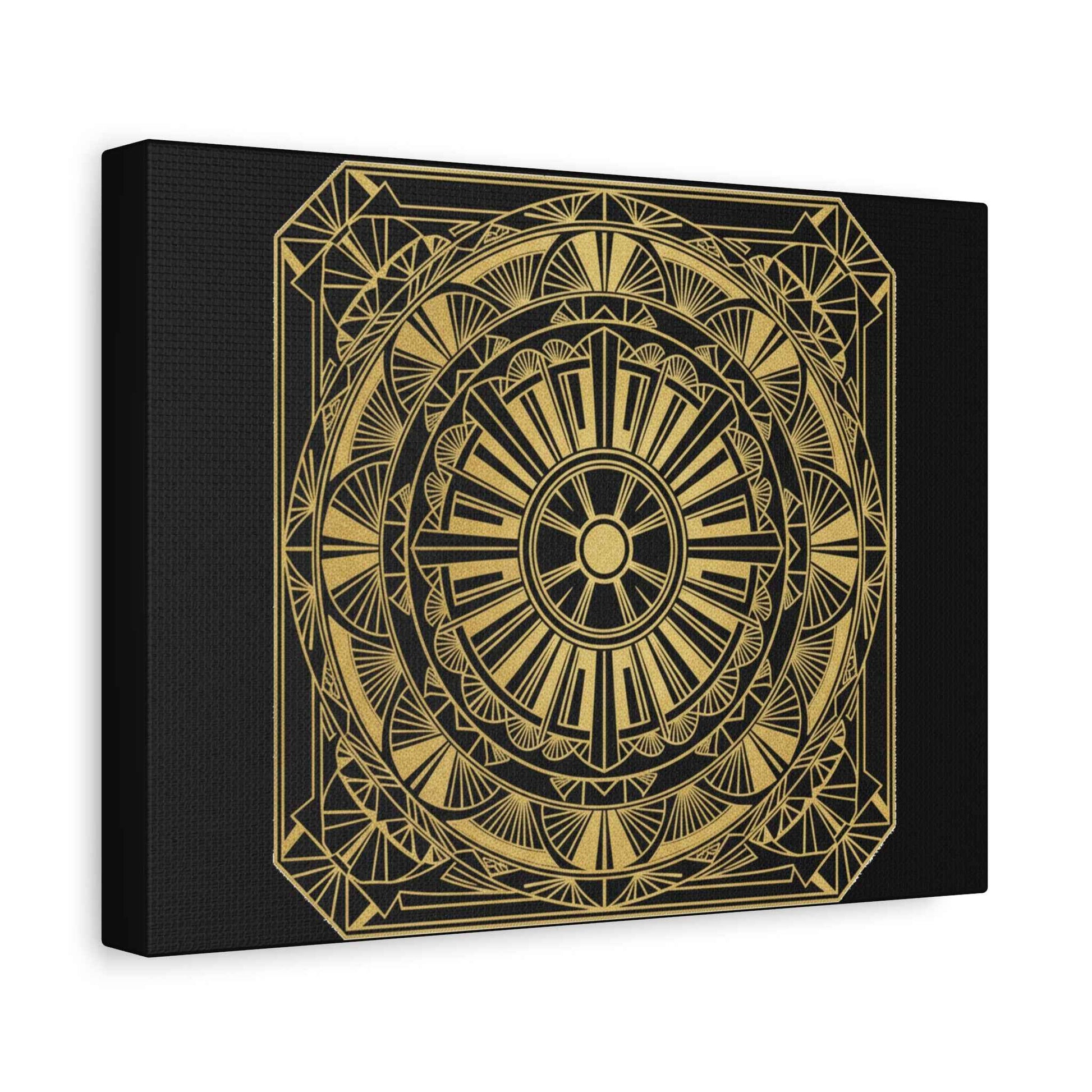 Gold Mandala Canvas Wall Art — Geometric Boho Matte Stretched Canvas