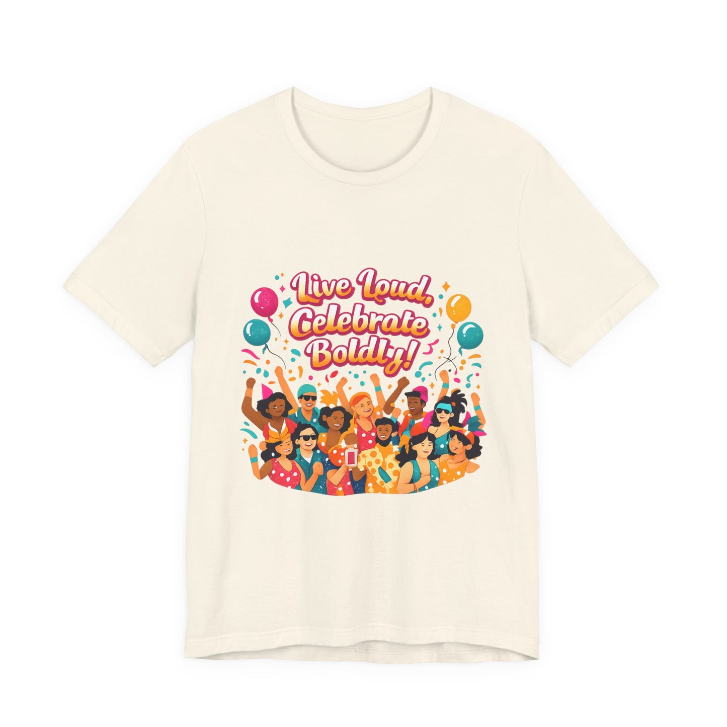 Celebrate Boldly T-Shirt | carnival confetti colorblocked neon brights