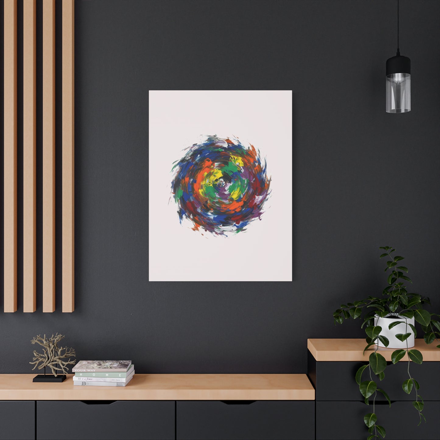 Abstract Color Swirl Canvas - Vibrant Circular Brushstroke Wall Art (Matte Stretched)