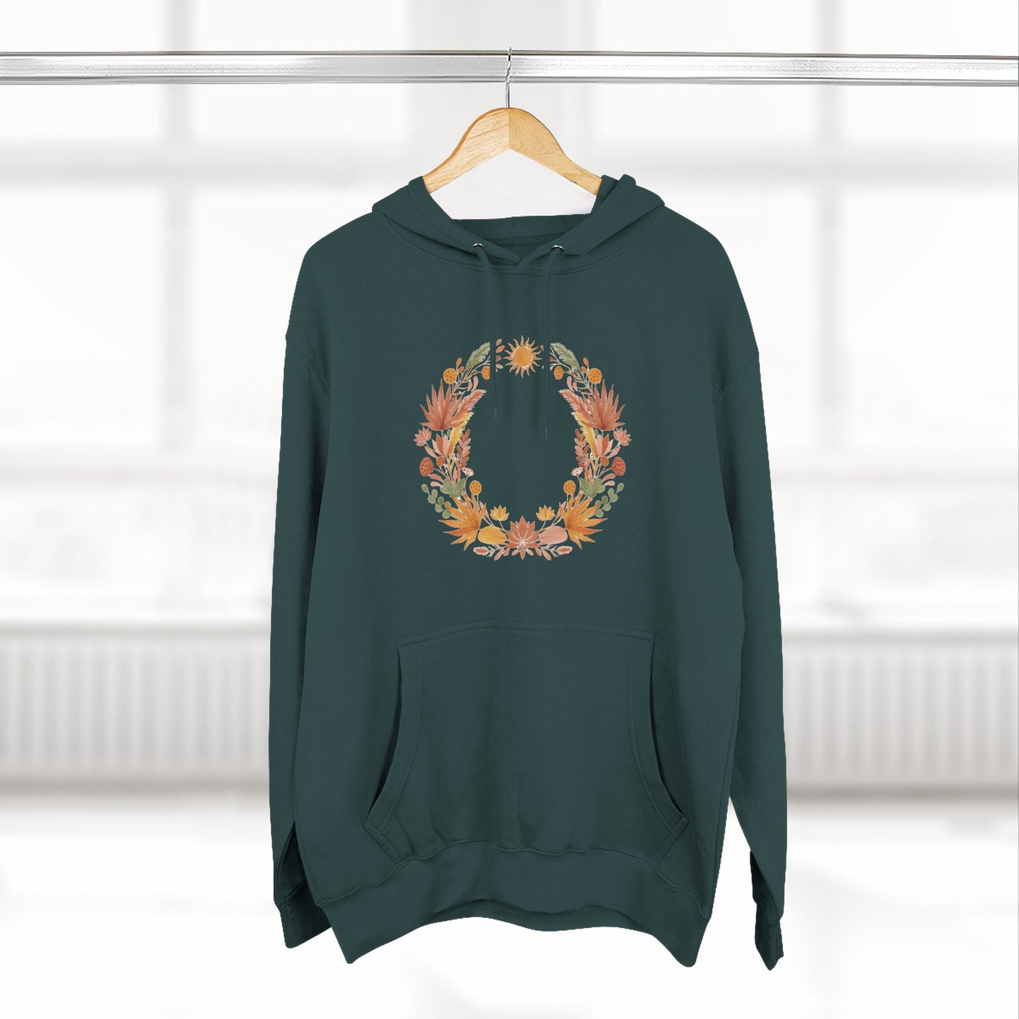Floral Wreath Hoodie — Autumn Botanical Pullover