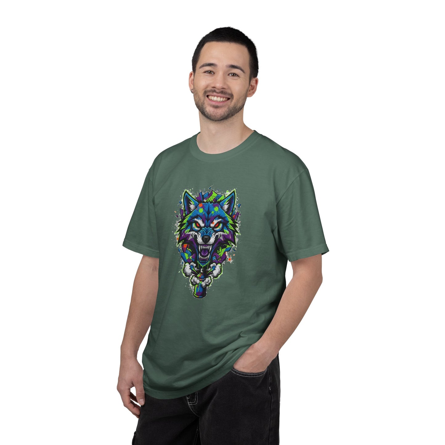 Colorful Geometric Wolf T-Shirt — Vibrant Tribal Wolf Graphic Tee