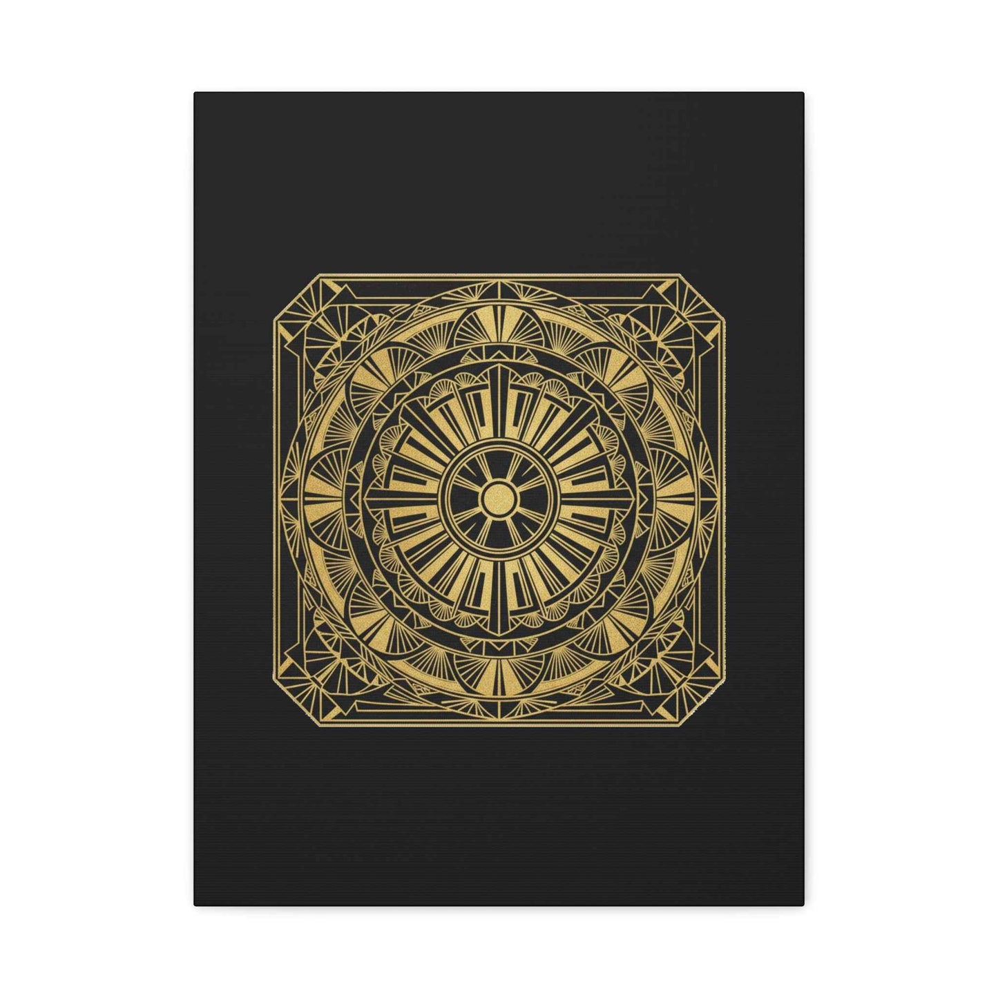 Gold Mandala Canvas Wall Art — Geometric Boho Matte Stretched Canvas