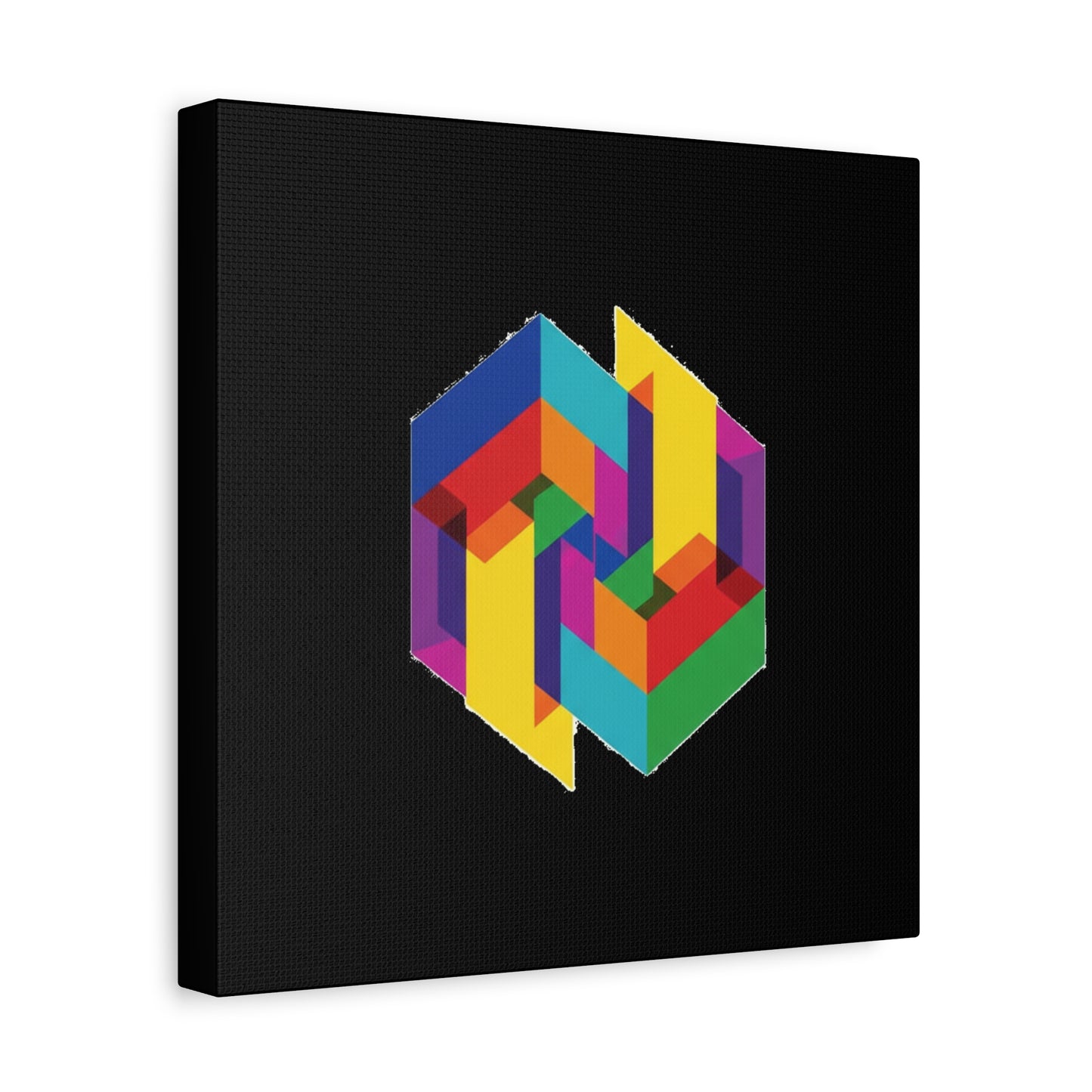 Colorful Geometric Cube Canvas Print — Modern Abstract Wall Art