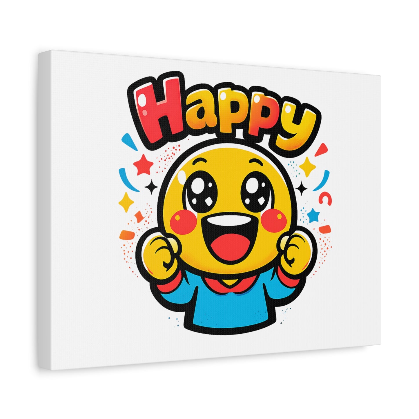 Happy Emoji Cartoon Canvas | Bold Cartoon, Thick Outline, Kawaii Minimal