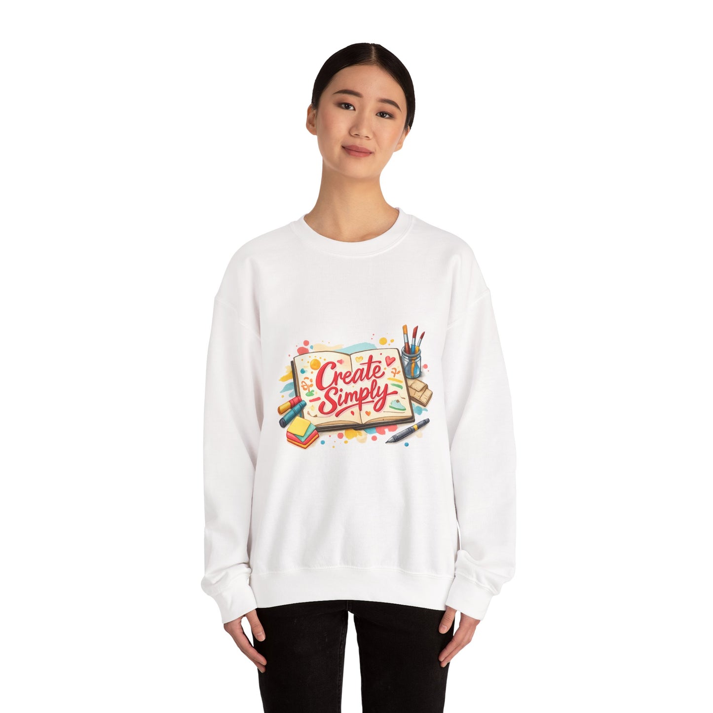 Create Simply marker‑style sweatshirt | hand‑drawn doodle art, sketchbook aesthetic