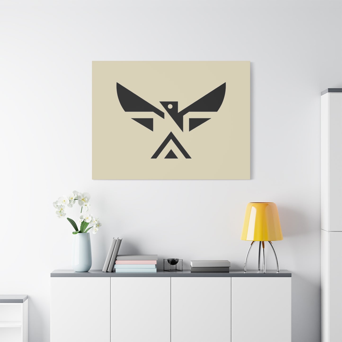 Minimalist Geometric Eagle Canvas Print — Modern Native-Inspired Wall Art