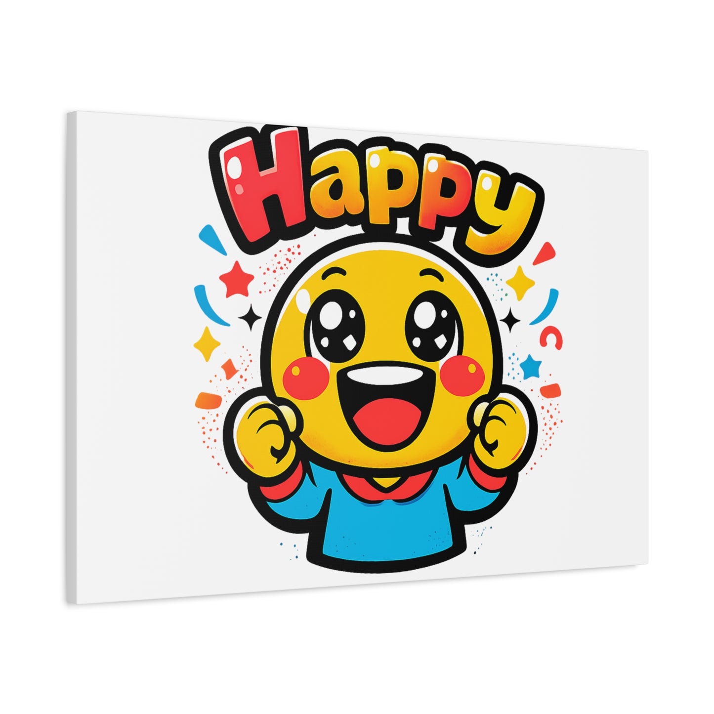 Happy Emoji Cartoon Canvas | Bold Cartoon, Thick Outline, Kawaii Minimal