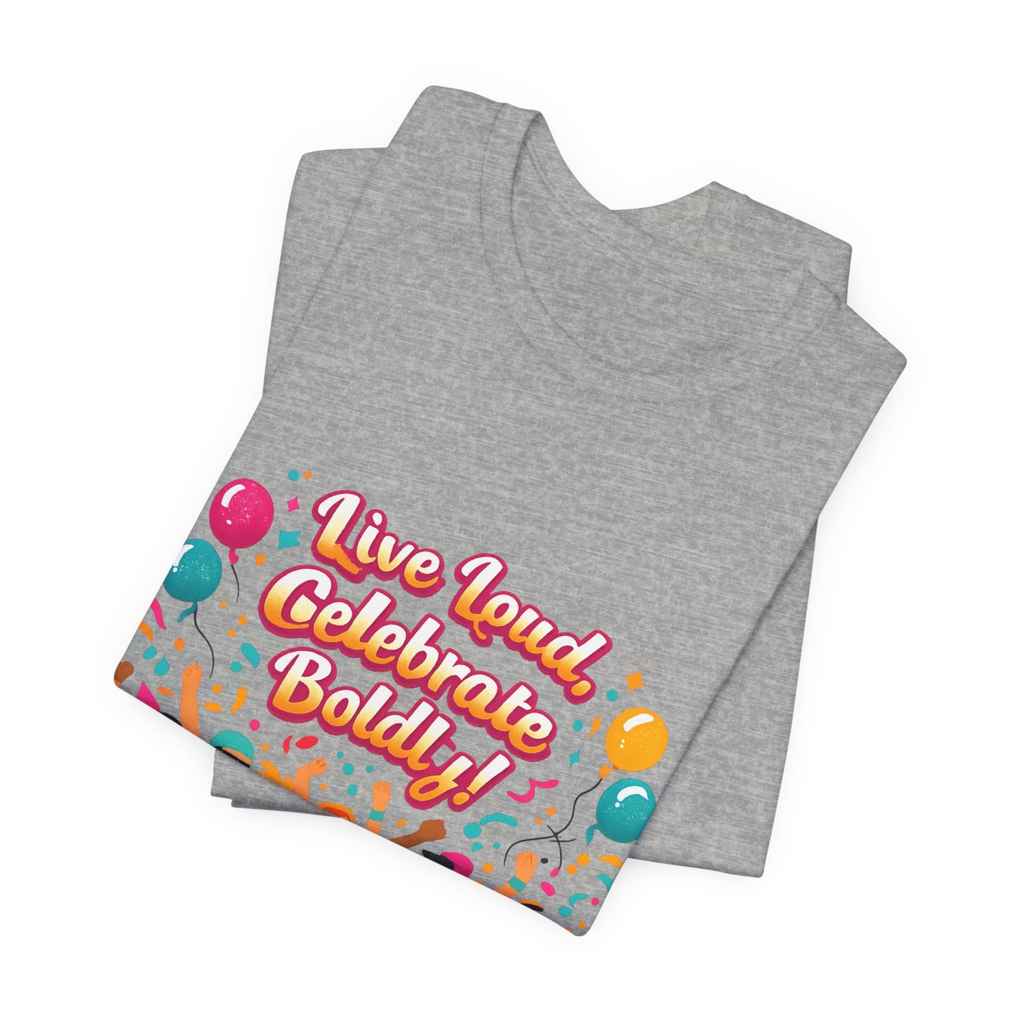 Celebrate Boldly T-Shirt | carnival confetti colorblocked neon brights
