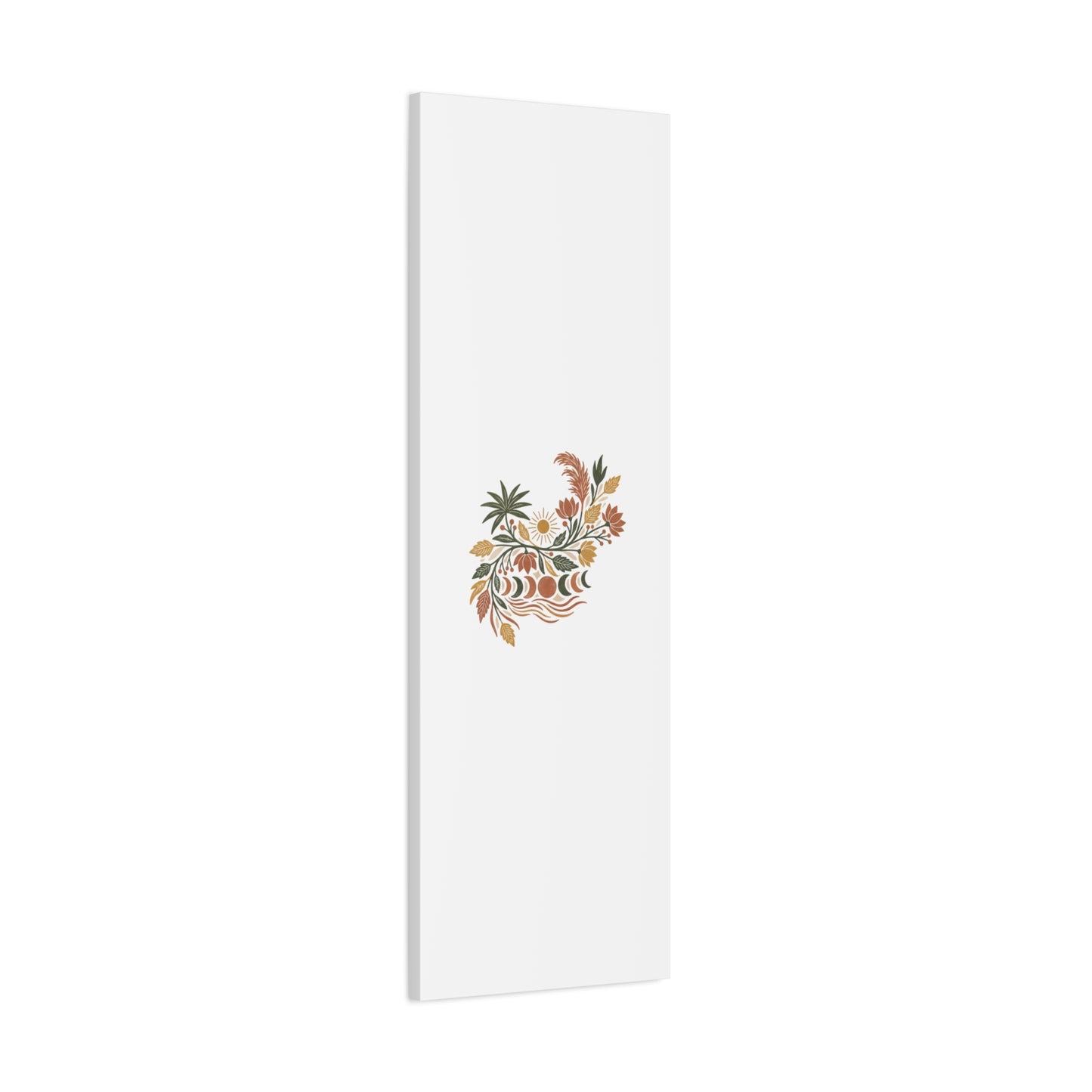 Boho Floral Moon Phase Canvas Print — Matte Stretched Wall Art