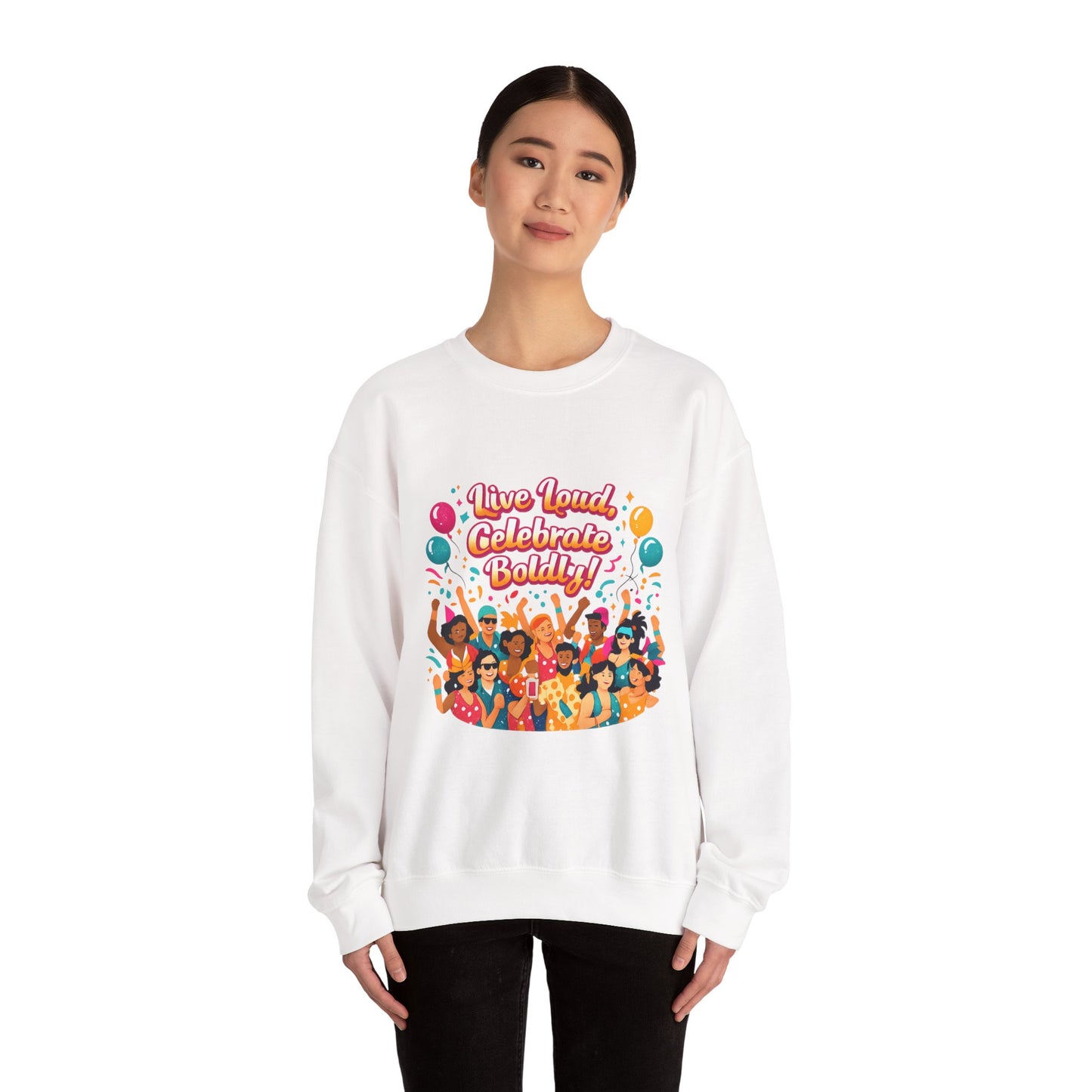 Celebrate Boldly Sweatshirt | carnival confetti colorblocked neon brights