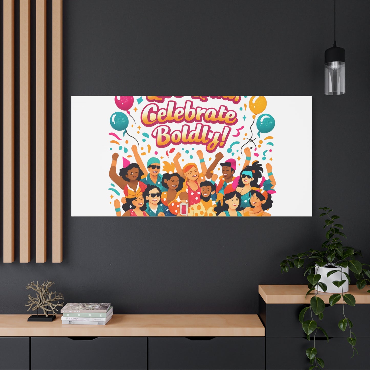 Live Loud Celebrate Boldly Canvas | Carnival Fiesta Confetti, Neon brights