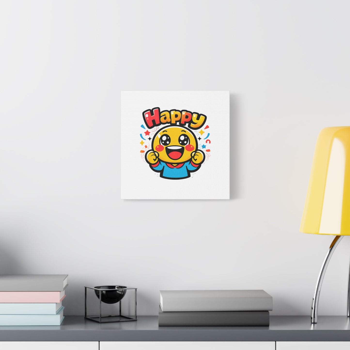 Happy Emoji Cartoon Canvas | Bold Cartoon, Thick Outline, Kawaii Minimal