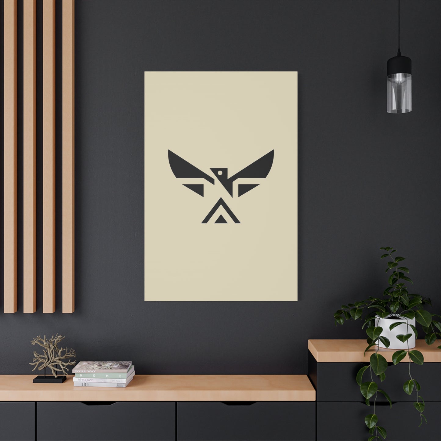 Minimalist Geometric Eagle Canvas Print — Modern Native-Inspired Wall Art