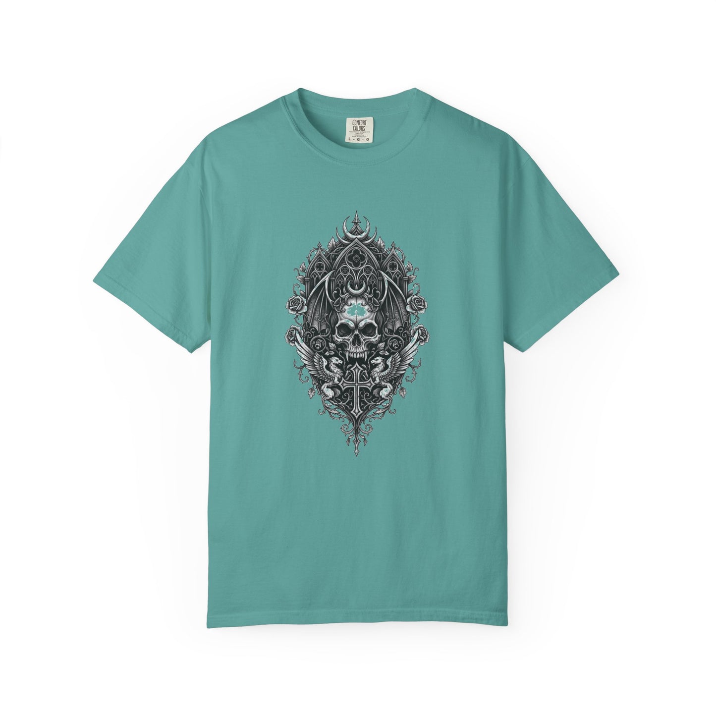 Skull & Cross Key Gothic T-Shirt — Ornate Dark Art Graphic Tee